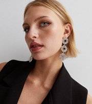New Look Silver Gem Circle Drop Earrings
